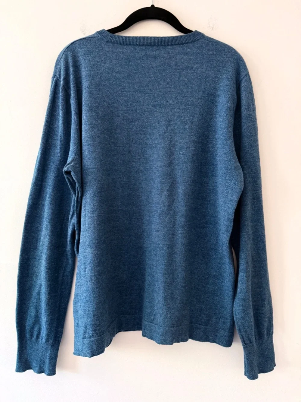 J. Crew Mens 100% Cotton Blue Marl Popover Crew Neck Lightweight Sweater Preppy
